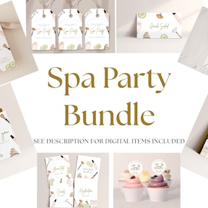 Spa Party Decorations Bundle - Spa Birthday Party Invite, Spa Party Decor, Spa Party Printables, Spa Party Sign, Editable Instant Download