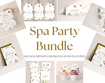 Spa Party Dekorationen Bundle - Spa Geburtstagsparty einladen, Spa Party Dekor, Spa Party Printables, Spa Party Zeichen, bearbeitbar sofort Download