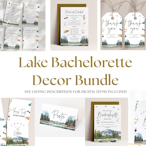 Lake Bachelorette Decor Bundle- Lake Bachelorette Signs, Lake Bachelorette Invite, Bachelorette Games, Lake Weekend Decor, Editable Download