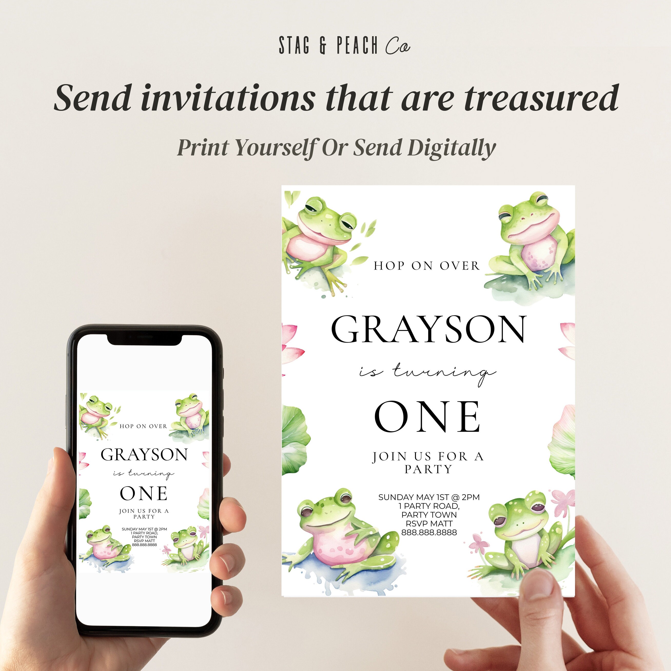 Frog Invite Frog Birthday Invitation - Frog Birthday Party Invitation, Amphibian ...