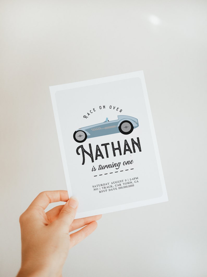 Editable Race Car Birthday Invitation Vintage Race Car Etsy