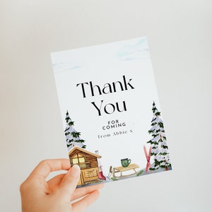 Tarjeta de agradecimiento de viaje de esquí - fin de semana de esquí, despedida de soltera de esquí gracias, cumpleaños de esquí, tarjeta de agradecimiento de boda, pendientes descarga instantánea editable