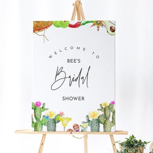 Fiesta Bridal Shower Welcome Sign - Fiesta Bridal Shower Sign, Fiesta Bridal Shower Backdrop, Fiesta Bachelorette, Cactus Editable Download
