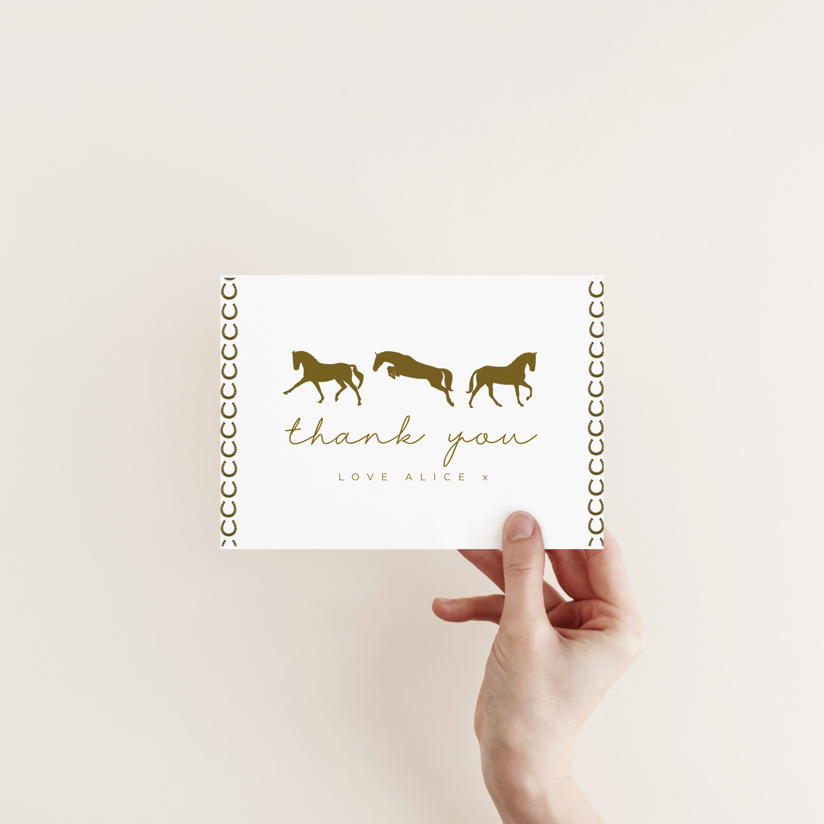 Horse Birthday Thank You Card -horse Party Thank You, Horse Digital ...