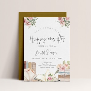 Book Themed Bridal Shower Invitation- Book Shower Invitation, Library Bridal Shower Invite,Storybook Bridal Shower Invite, Editable Download