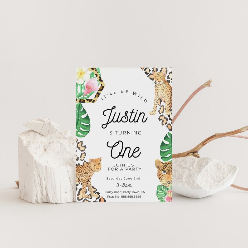 Editable Leopard Print Invitation -jungle Birthday Party Invitation ...