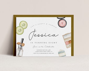 Spa Party Invitation Editable, Spa Birthday Invite, Makeup Party Invitation, Spa Birthday Invitation For Kids, Printable Instant Download