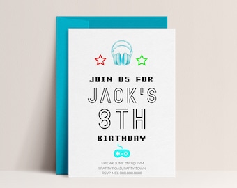 Editable Gaming Birthday Invitations - Simple Gamer Birthday Invitation, Gaming Birthday Party Invite, Video Game Invite, Instant Download