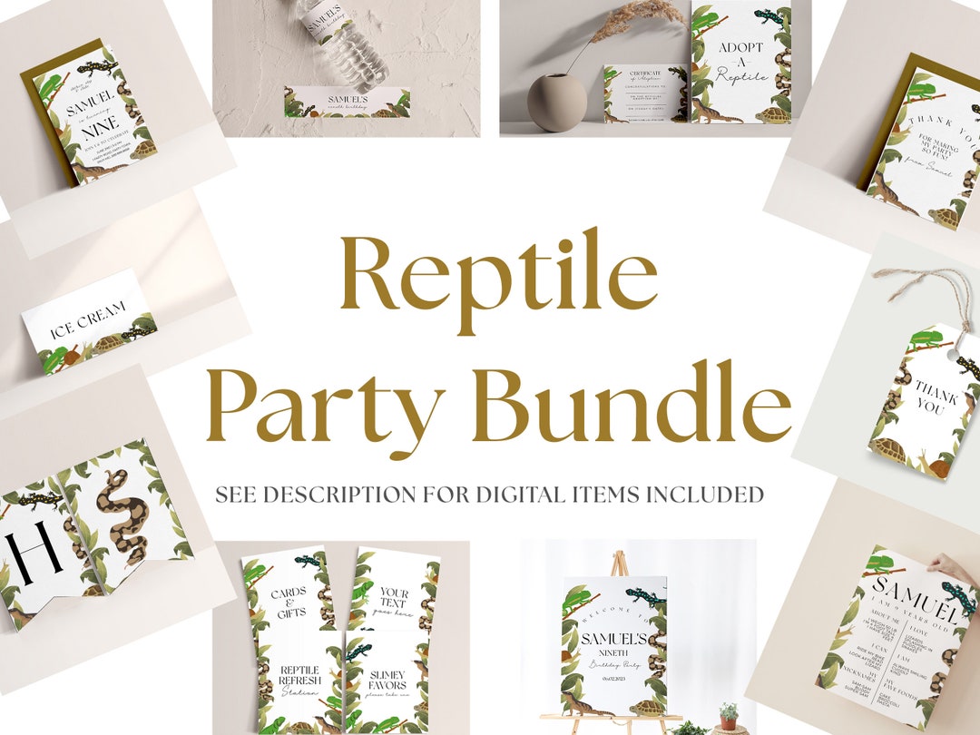 Reptile Party Decor Bundlereptile Birthday Invitation, Reptile Party