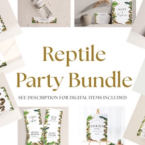 Reptile Party Decor Bundle-Reptile Birthday Invitation, Reptile Party Supplies, Reptile Party Decorations, Reptile Birthday Instant Download