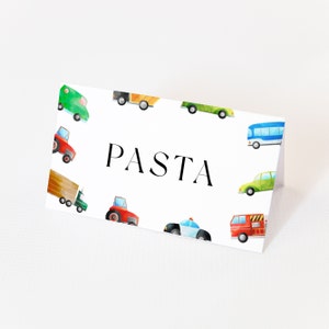 Transportation Place Cards-Transport Food Label, Transportation Birthday Favor, Vehicle Birthday Decor, Car, Truck Editable Instant Download