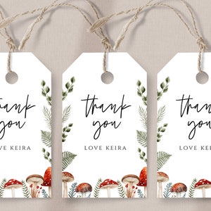 Mushroom Bridal Shower Favor Tag -Woodland Bridal Shower Favors, Forest Theme Favors, Hen Party, Mushroom Birthday Editable Instant Download