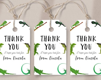 Lizard Favor Tag - Editable Lizard Party Favor Tags, Lizard Party Decor, Lizard Party Supplies, Reptile Birthday Favours, Instant Download