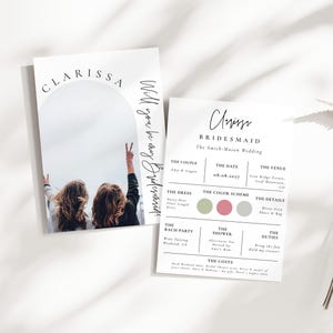 Bridesmaid Proposal Card Template - Photo Proposal Card, Bridesmaid Infographic, Will You Be My Bridesmaid Box, Editable Digital Download