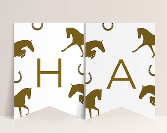 Horse Birthday Party Banner - Horse Birthday Decor, Horse Party Flag Banner, Horse Theme Kids Party, Horse Sign, Editable Printable Download