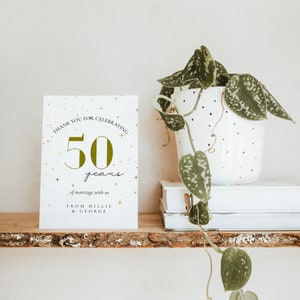 50th Anniversary Thank You Card 50th Wedding Anniversary Decor, Golden, 50th Anniversary Couples, Anniversary Party, Instant Download image 5