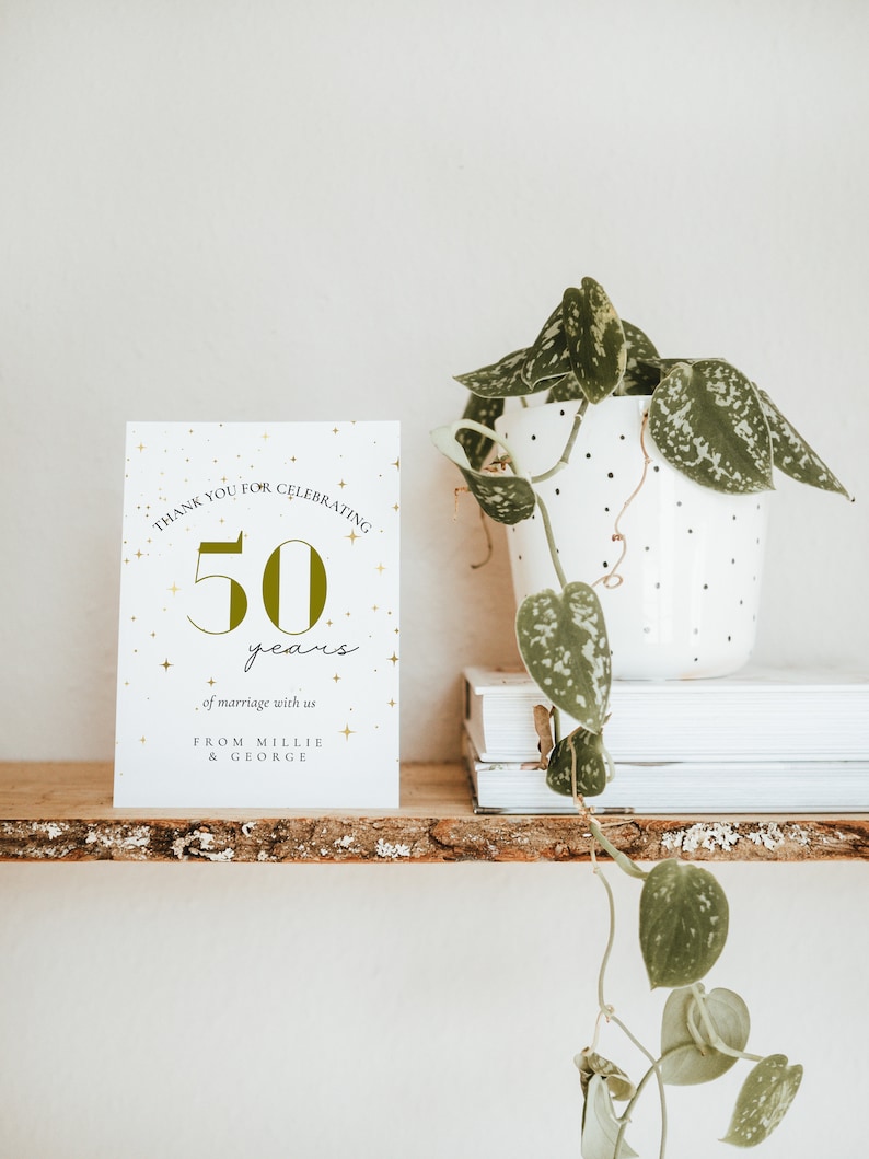 50th Anniversary Thank You Card 50th Wedding Anniversary Decor, Golden, 50th Anniversary Couples, Anniversary Party, Instant Download image 5