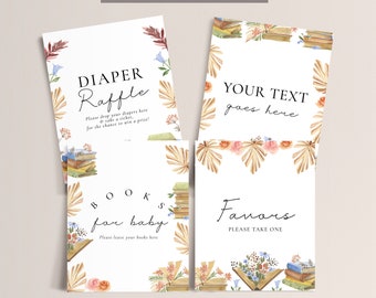 Storybook Baby Shower Games Signs -Storybook Baby Shower Printables, Storybook Baby Shower Decorations, Book Theme Editable Instant Download