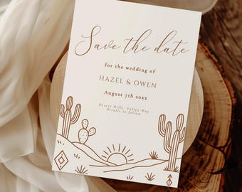 Salva la data per un matrimonio nel deserto - Invito a nozze nel deserto, Salva la data per un matrimonio western moderno, Matrimonio nel sud-ovest, Matrimonio in stile cowboy, Scarica