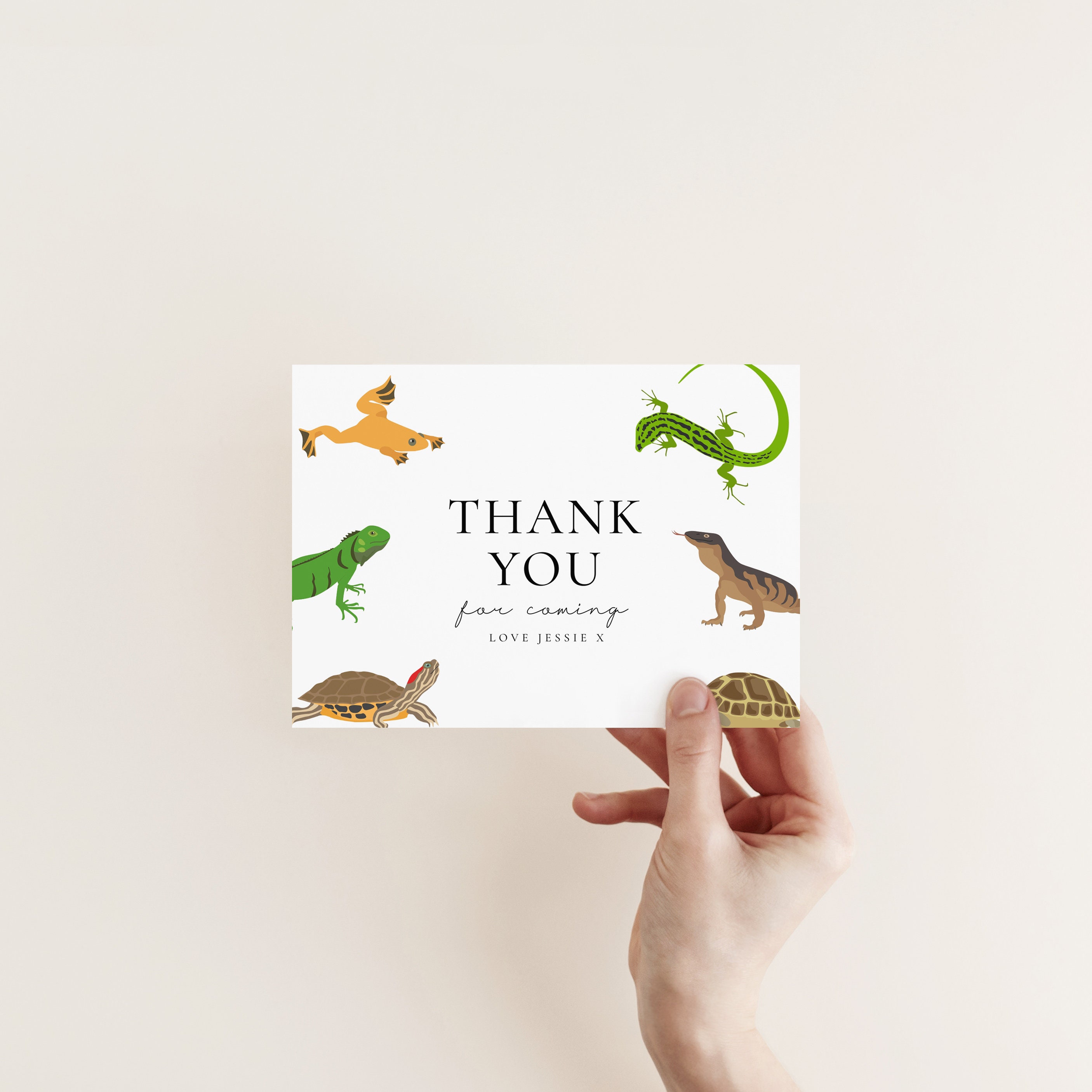 Congratulations Lizard Reptile Party Supplies - Reptile Thank You Card, Reptile Birthday Party ...