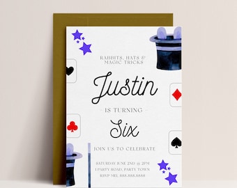 Editable Magic Birthday Party Invitation -Magic Birthday Invite, Magical Party Invitation, Magician Birthday Invitation, Instant Download