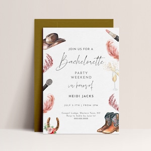Cowgirl Bachelorette Invitation Template - Rodeo Bachelorette Party, Western Bachelorette Itinerary, Country Bachelorette, Editable Download