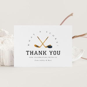 Hockey Thank You Card Hockey Theme Baby Shower, Sports Theme Baby Shower, Couples Shower, Hockey Birthday Favors,Editable Instant Download image 3