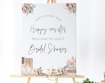 Book Theme Bridal Shower Welcome Sign-Library Bridal Shower Decor, Book theme Wedding, Book Welcome Sign,Book Theme Banner Editable Download