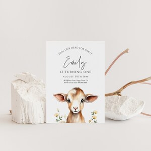 Goat Birthday Invitation - Goat Invitation, Farm Birthday Invitation ...