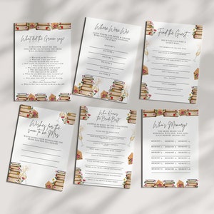 Book Bridal Shower Games - Book Themed Bridal Shower Games, Library Bridal Shower Decor, Chapter Theme, Champagne, Editable Instant Download