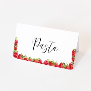 Cartes de premier lieu baies - étiquette de nourriture d'anniversaire aux fraises, tente de nourriture baies, faveurs, décoration de premier anniversaire baies, téléchargement immédiat modifiable