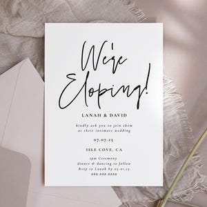 Invitación para una boda fugaz: plantilla de invitación para una boda fugaz, invitación para una recepción de boda fugaz, invitación minimalista, descarga de invitación para una fiesta fugaz