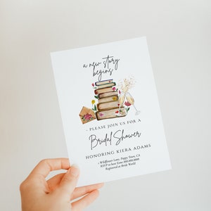 Storybook Bridal Shower Invite-Book Themed Bridal Shower Invitation, Book Shower Invitation, Library Bridal Shower Invite, Editable Download image 2