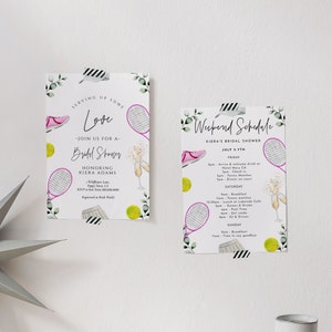 Tennis Bachelorette Itinerary & Invitation - Editable Tennis Bridal Shower Invitation, Tennis Party Decor, Tennis Invite,Instant Download