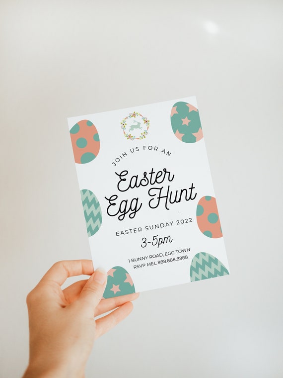 Easter Egg Hunt Invitation - Easter Egg Invite, Easter Invitation Editable, Bunny Invite, Easter Party Invitation, Easter Instant Download