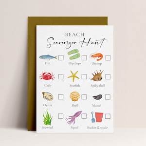 Kids Beach Activity - Nature Game Toddler, Beach Activity Sheet, Beach Birthday Beach Hunt, Nature Checklist, Printable Instant Download