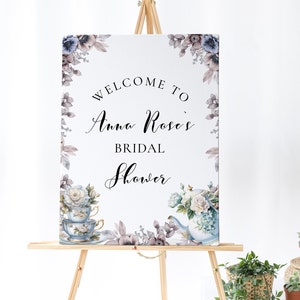 Tea Party Bridal Shower Welcome Sign -Tea Party Bridal Shower Decorations, Tea Party Welcome Sign, Bridal Tea Party Decor, Editable Download
