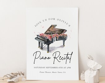 Piano Recital Invitation-piano Birthday Invitation, Musician