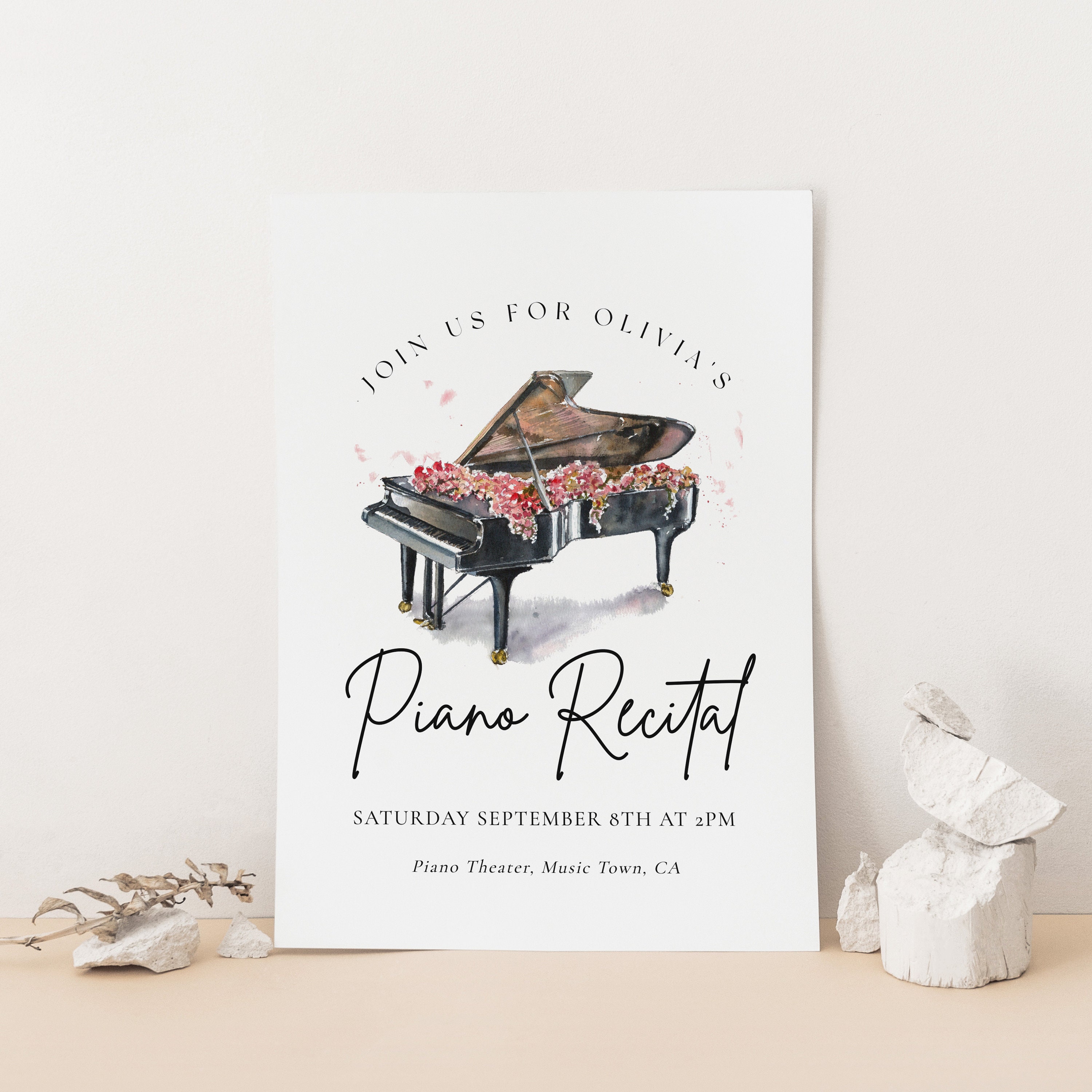 Piano Recital Invitation-piano Birthday Invitation, Musician