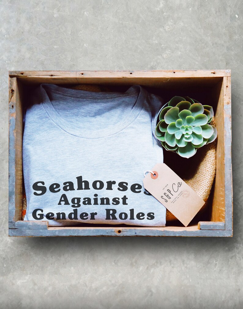 Seahorses Against Gender Roles Shirt/Tank Top/Hoodie Seahorse Gift, Feminist Shirt, Seahorse Tee, Protest Shirt, Seahorse TShirt, Feminist image 2