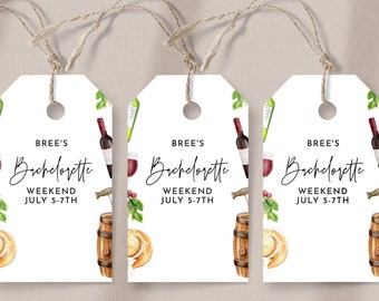 Wine Bridal Shower Favor Tag - Wine Tasting Favors, Wine Bachelorette Favor, Winery Wedding, Wine Birthday Tag, Editable Instant Download