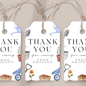 Gardening Favor Tags -Gardening Birthday Thank You, Gardening Party, Farmers Market, Boys Birthday, Plants Theme, Editable Instant Download