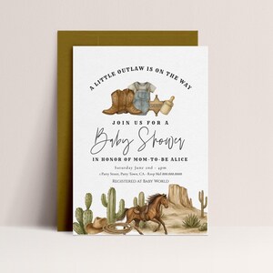 Southwest Baby Shower Invitation Template -Cowboy Baby Shower Invitation, Western Baby Shower, Rodeo Baby Shower Editable Printable Download