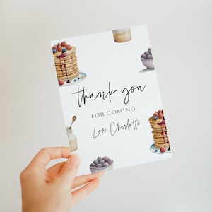 Pancake Brunch Merci Card-Birthday Brunch Theme, Pancake Birthday Decor, Pancake Brunch Wedding Shower, Pancake Party, Editable Download