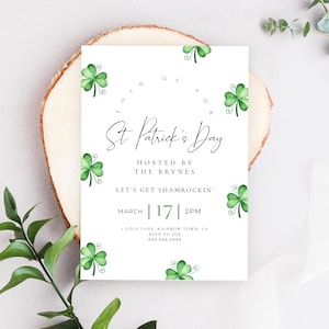 St. Patrick's Day Party Invitation -Editable Saint Patricks Day Party Invite Shamrock, St Patricks Day Invitation, Shamrock Instant Download