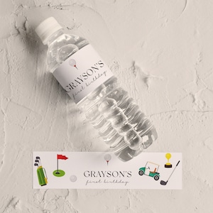 Golf Water Bottle Label - Golf Birthday Party Decor, Golf Birthday, Golf Bottle Wrap, Golf Favor Label, Golf Theme Editable Instant Download