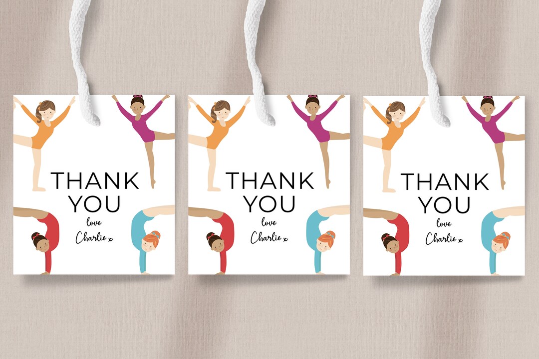 Gymnastics Favor Tageditable Gymnastics Gift Tag, Gymnastics Party
