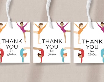Gymnastik Favor Tag-Bearbeitbarer Gymnastik Geschenkanhänger, Gymnastik Partydekoration, Gymnastik Geburtstag, Gymnastik Partybevorzugung Sofortiger Download