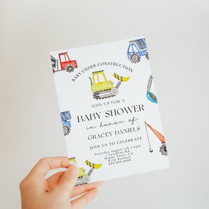 Construction Baby Shower Invitation Truck Baby Shower Invitation, Boys Baby Shower Invite, Construction Truck Invite, Editable Download image 3
