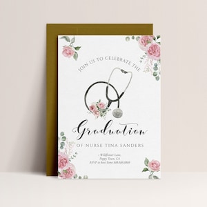 Nursing Graduation Invitation - Nurse Graduation Invite, Registered Nurse Invitation, RN Graduation Announcement, Printable Instant Download
